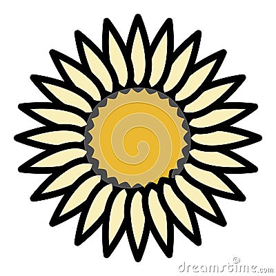 Sunflower inflorescence icon color outline vector Vector Illustration