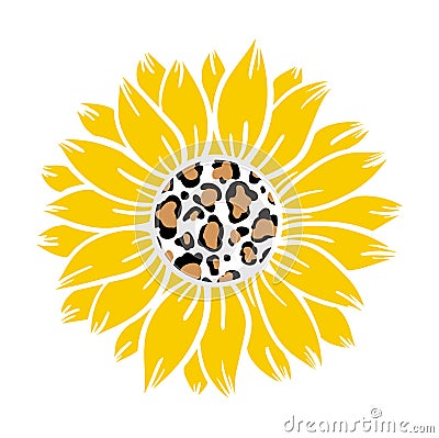 Sunflower leopard print vector illustration for chirt Vector Illustration