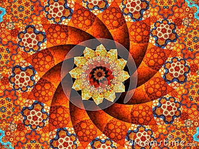 Sunflower mandala with pattern abstract background Stock Photo