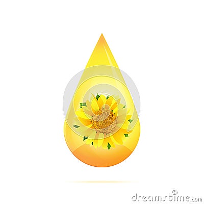 Sunflower oil drop isolated on white background vector Vector Illustration