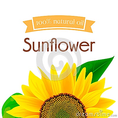 Sunflower oil label Cartoon Illustration