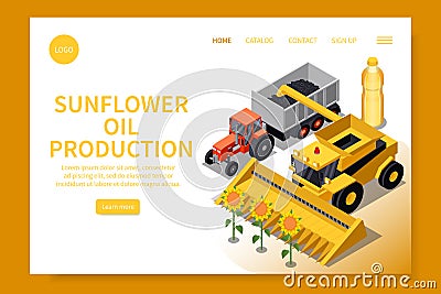 Sunflower Oil Production Website Vector Illustration