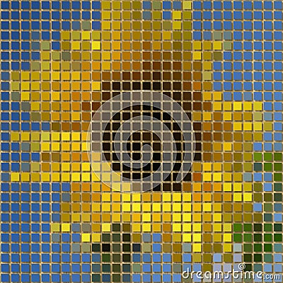Sunflower pixelated image generated texture Stock Photo