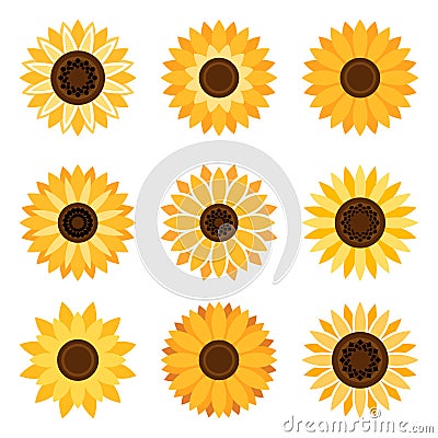 Sunflower emblem set Vector Illustration