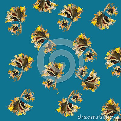 Sunflower print in a picturesque way Stock Photo