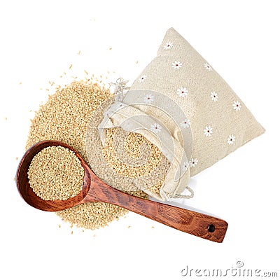 Sunflower, pumpkin, flax and sesame seeds in a bag Stock Photo