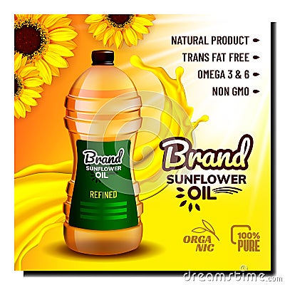 Sunflower Refined Oil Promotional Banner Vector Illustration Vector Illustration