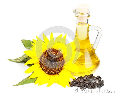 Sunflower seed oil Stock Photo