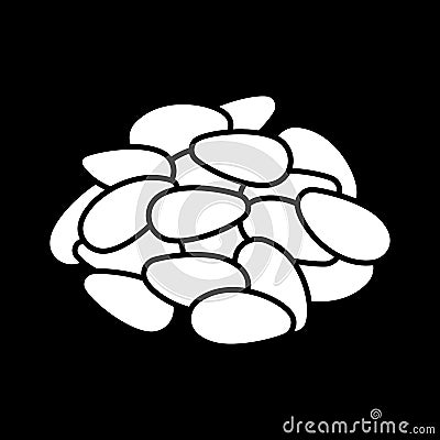 Sunflower seeds dark mode glyph icon Vector Illustration