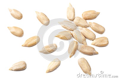 sunflower seeds isolated on white background. top view Stock Photo