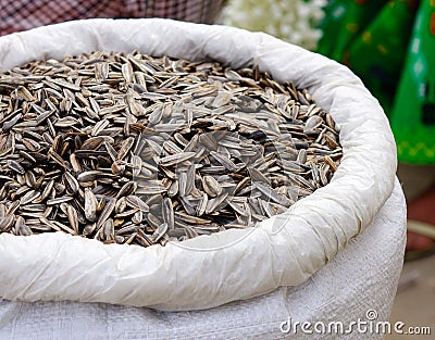 Sunflower seeds for sale in Mandalay, Myanmar Stock Photo