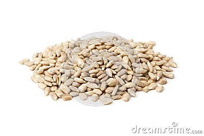 Sunflower seeds on white Stock Photo