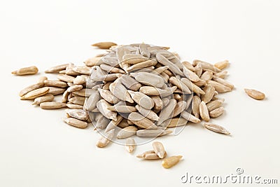 Sunflower seeds on white background Stock Photo