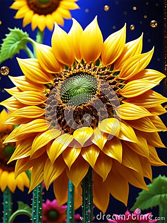 Sunflower on a Stalk Stock Photo