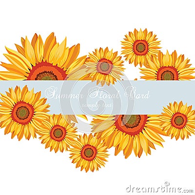 Sunflower Summer poster card Vector Illustration