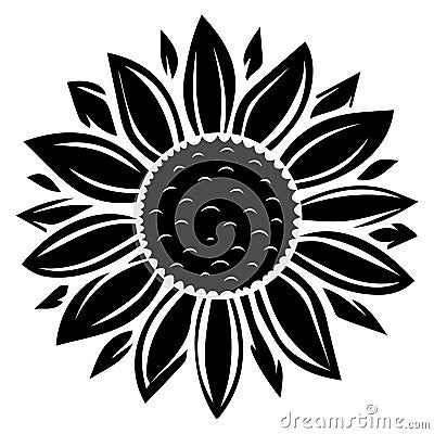 Sunflower vector illustration in black color Vector Illustration