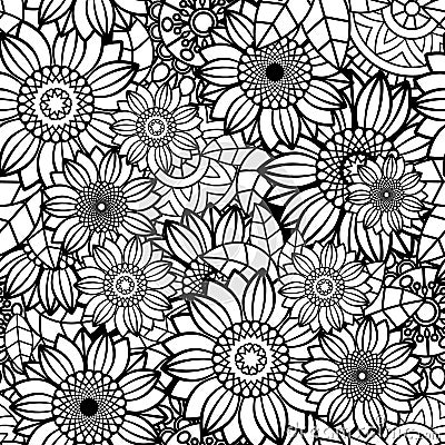 Sunflowers Seamless Pattern Background Vector Illustration