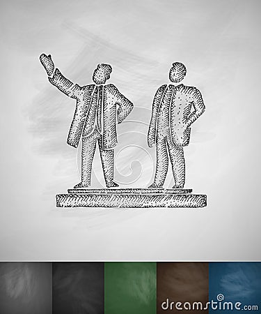 Sung and Kim Jong icon. Hand drawn vector illustration Vector Illustration