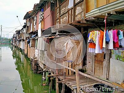 Sungai Duri, Roxy maThe atmosphere of a densely populated settlement standing on the river Editorial Stock Photo