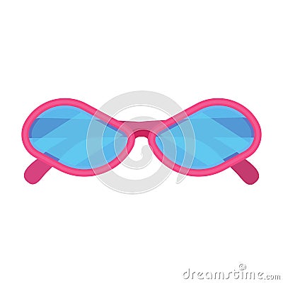 Sunglass fashion vector icon accessory pink frame. Isolated eye lens protection summer. Cartoon hipster funny vacation Vector Illustration