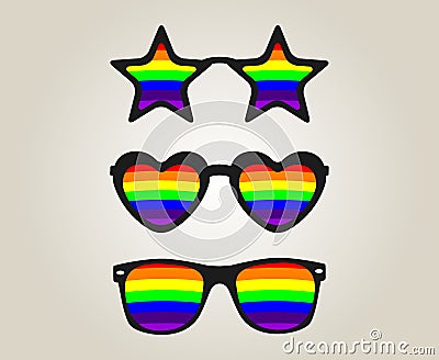 Sunglasses Abstract Rainbow lenses Vector Illustration Background. LGBT Vector Illustration