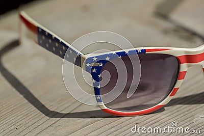 A sunglasses with American colors Stock Photo