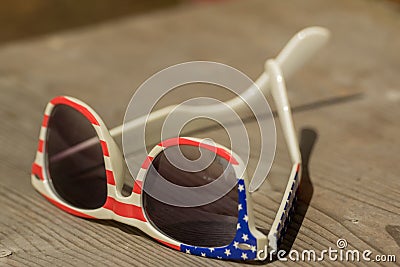 A sunglasses with American colors Stock Photo