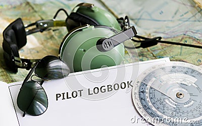 Sunglasses and aviation tools Stock Photo