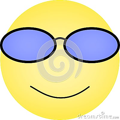 Sunglasses emoticon with happy smile on face Stock Photo