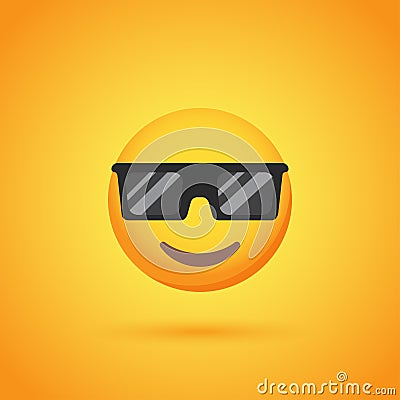 Sunglasses emoticon smile icon with shadow for social network design Vector Illustration