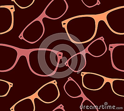 Sunglasses glasses seamless pattern. retro hipster sunglasses. vector abstract background Vector Illustration