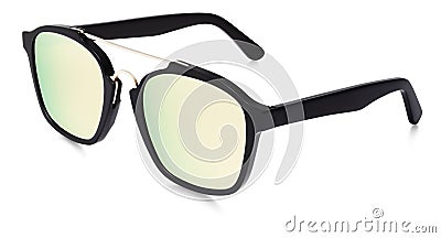 Sunglasses golden mirror lenses isolated on white Stock Photo