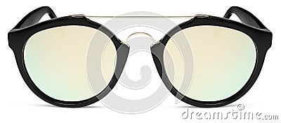 Sunglasses golden mirror lenses isolated on white Stock Photo