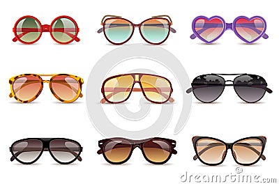 Sunglasses Realistic Set Vector Illustration