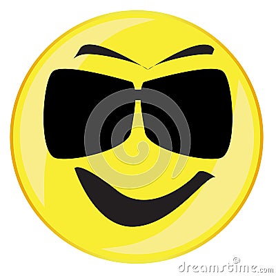 Mister Cool Smile Face Button Isolated Vector Illustration