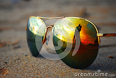 Sunglasses with wedding couple Stock Photo