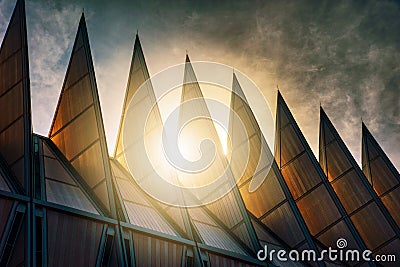 Sunglow Skirting the Spires at the Air Force Academy Chapel Stock Photo