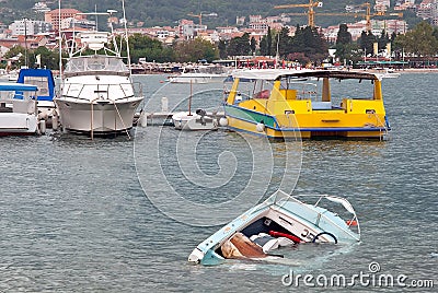 Sunken boat Stock Photo