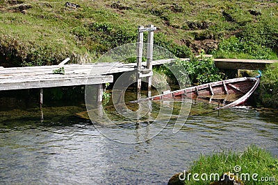 Sunken boat Stock Photo