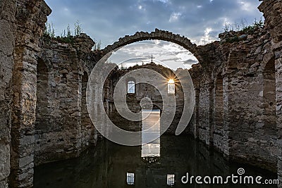 The sunken church in dam Zhrebchevo, Bulgaria Stock Photo