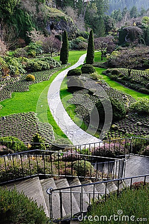 Sunken garden landscaping Stock Photo