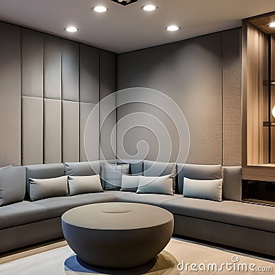 8 A sunken seating area with comfortable cushions and pillows for a cozy and intimate space3, Generative AI Stock Photo