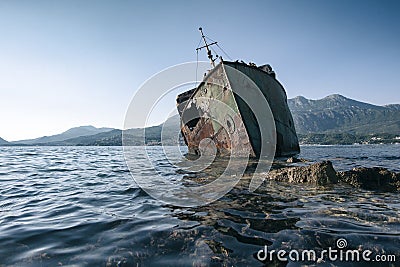 The sunken shipwreck Stock Photo