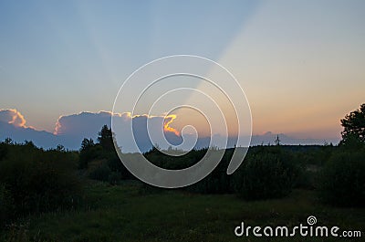 Sunlight bit through the great cloud. Stock Photo