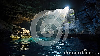 sunlight blue grotto Cartoon Illustration