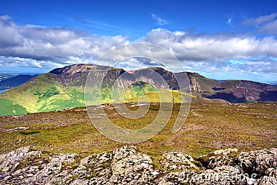 Sunlight on the Cumbrian Mountains Stock Photo