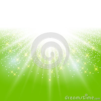 Sunlight effect sparkle on green background with glitter copy sp Vector Illustration