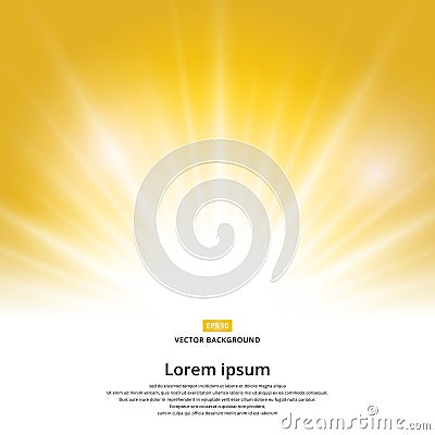 Sunlight effect sparkle on yellow background with copy space. Vector Illustration