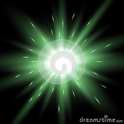 Sunlight with lens flare effect, green color Vector Illustration