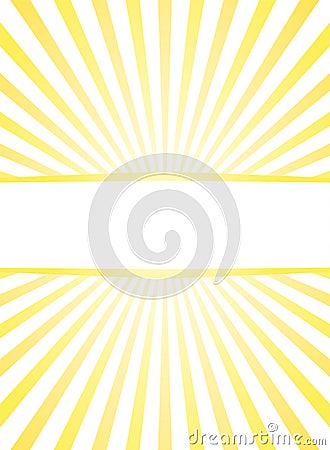 Sunlight rays retro background with frame for text. yellow and white color burst background Cartoon Illustration